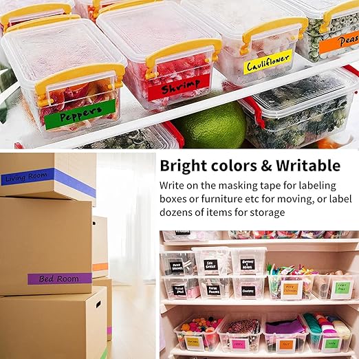 Colored Masking Tape Rolls, 1 inch Wide, 360 ft Long - Craft Tape in 10 Colorful Shades for Kids Crafts, Moving, Classroom Labeling