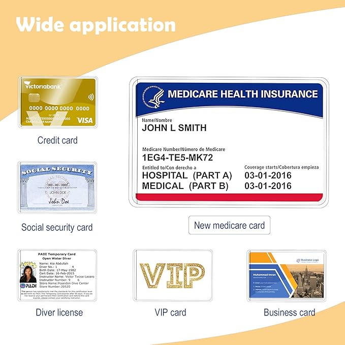 6 Pack New Medicare Card Holder Protector Sleeves,12Mil Clear PVC Waterproof Medical/Credit Card, Business/Social Security Card Protector