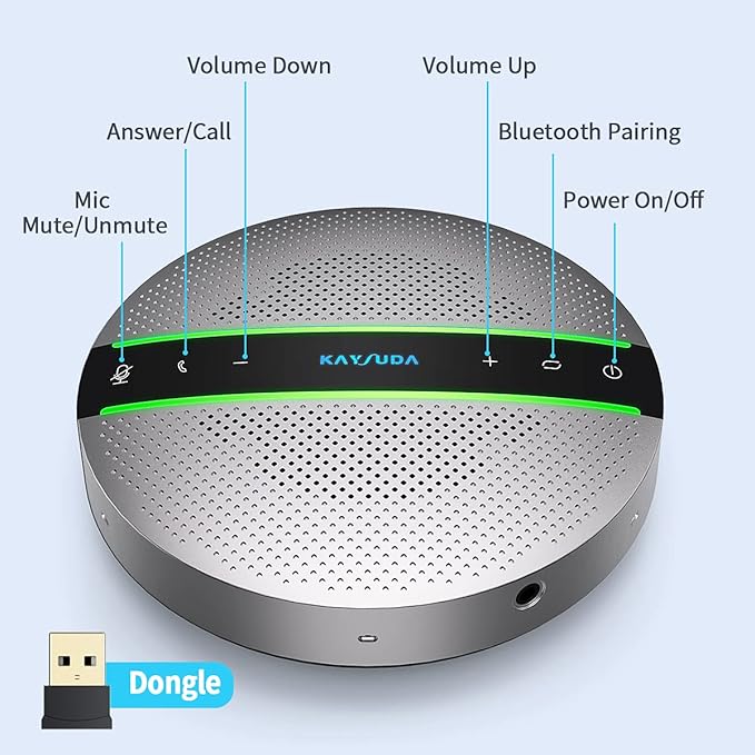Bluetooth Conference Speakerphone SP300KIT 2pk Bundle, up to 16 Attendees, 18H Call Time, 360°Voice Pick-up 2x6 AI Echo & Noise Canceling Microphones, Daisy Chain