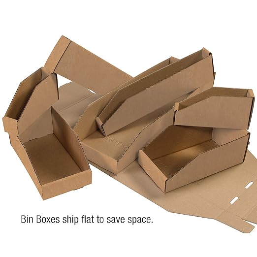 Partners Brand PBINMT624K Open Top Bin Boxes, 6" x 24" x 4 1/2", Kraft (Pack of 50)