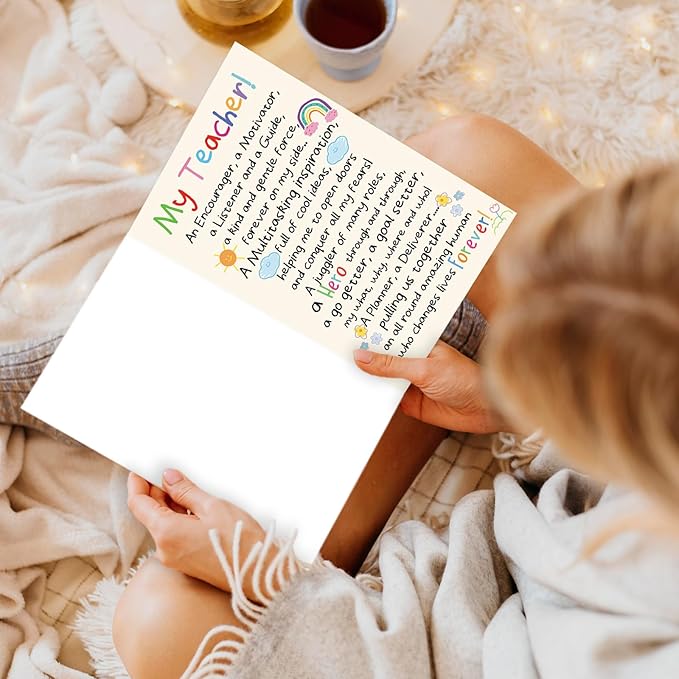 Teacher Appreciation Cards, Thank You Teacher Card for Preschool, Daycare & Educators - Teacher Appreciation Gifts Ideas, Thank You for Helping Me Grow, Perfect Preschool Teacher Appreciation Gifts