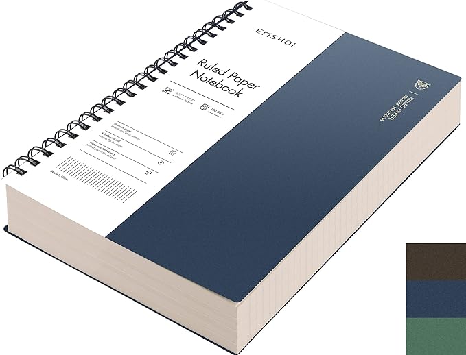 EMSHOI A4 Spiral Notebook College Ruled Lined Journal, 11.2" X 8.27", 300 Pages/150 Sheets, Easy Tear Perforated Pages, 100gsm Thick Paper, Waterproof Softcover, for School Work Writing-Blue
