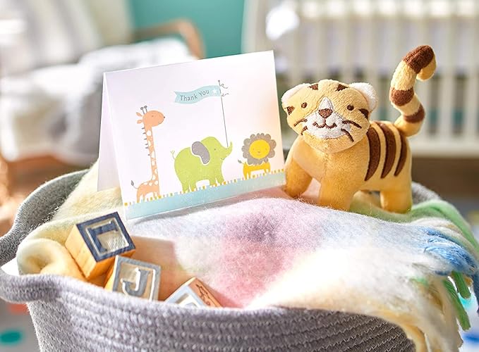 American Greetings Baby Shower Thank You Cards with Envelopes, Giraffe, Elephant and Lion (50-Count)