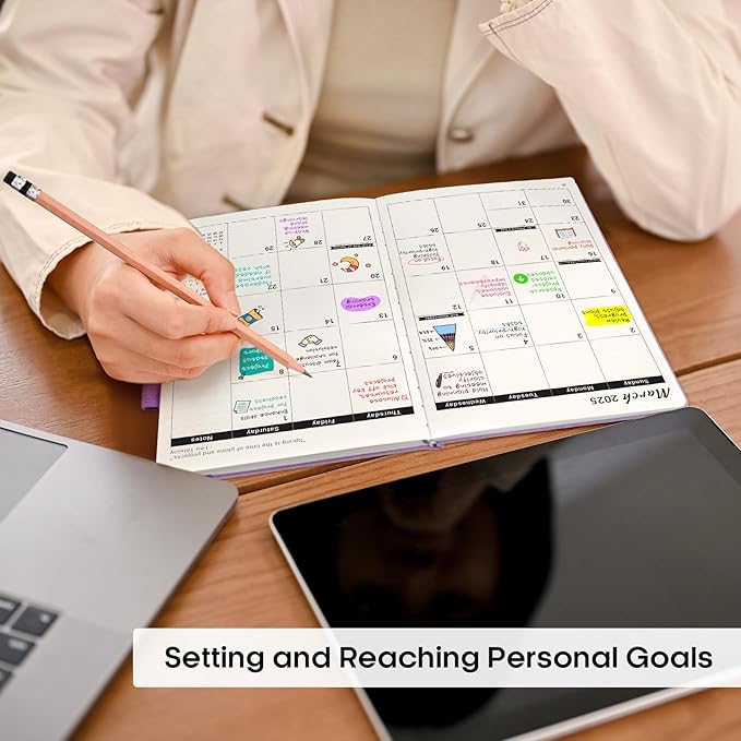 2025 Planner - Weekly and Monthly Planner, January 2025 to December 2025, Hardcover 2025 Calendar Planner Book, Inner Pocket, Perfect for Office Home School Supplies - A5 (5.8" x 8.4"), Purple