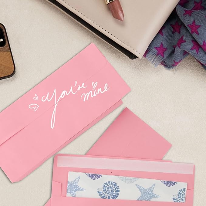 50 Packs 5x7 Envelopes,Pink A7 Envelopes,5x7 Envelopes for Invitations,Envelopes Self Seal for Weddings,Greeting Cards, Mailing, Invitations, Photos, Postcards,Printable Invitation Envelopes