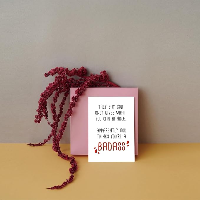 Funny Get Well Greeting Card Gift, Hilarious Encouragement Card, Post Surgery Card, Feel Better Card, God Thinks You're a Badass