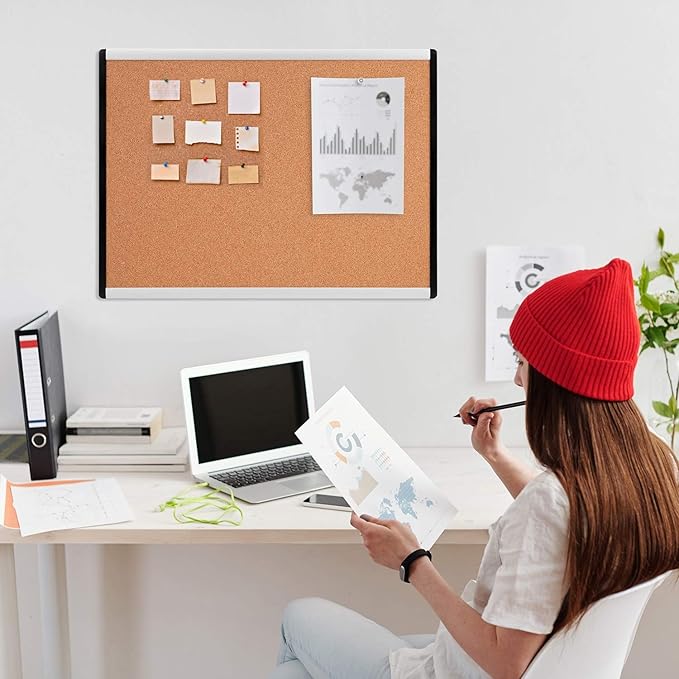 Amazon Basics Rectangular Cork board with Aluminum/Plastic Frame, 3pack, 23" x 17", Brown