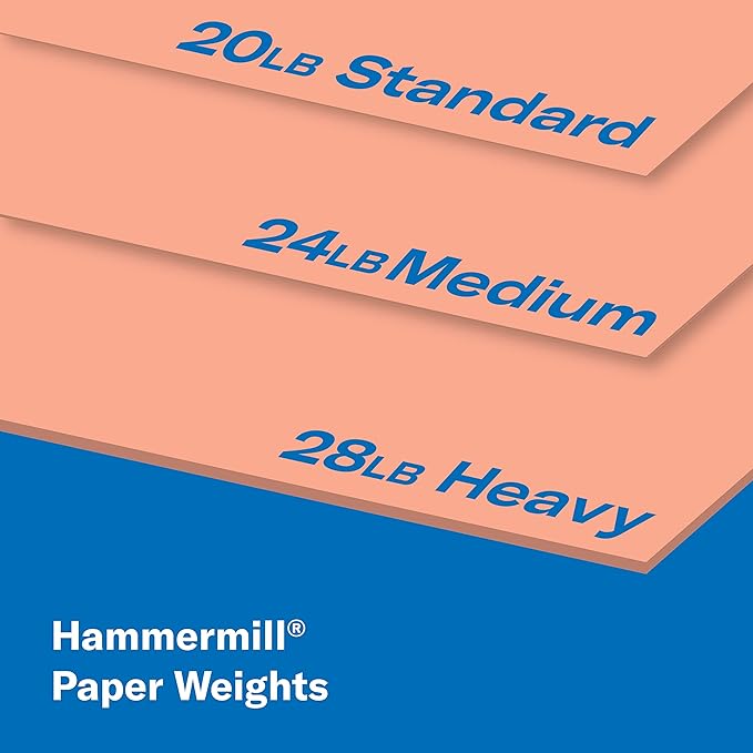 Hammermill Colored Paper, 24 lb Salmon Printer Paper, 8.5 x 11-10 Ream (5,000 Sheets) - Made in the USA, Pastel Paper, 103120C
