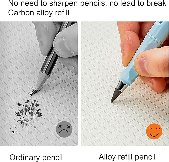 Infinity Forever Pencil Christmas Gifts - 0.7mm Infinite Everlasting Metal Inkless Pencils Set with Eraser, No Need Sharpened, Replace Mechanical Pen for Sketch, Drawing and Writing(With Pen Case)