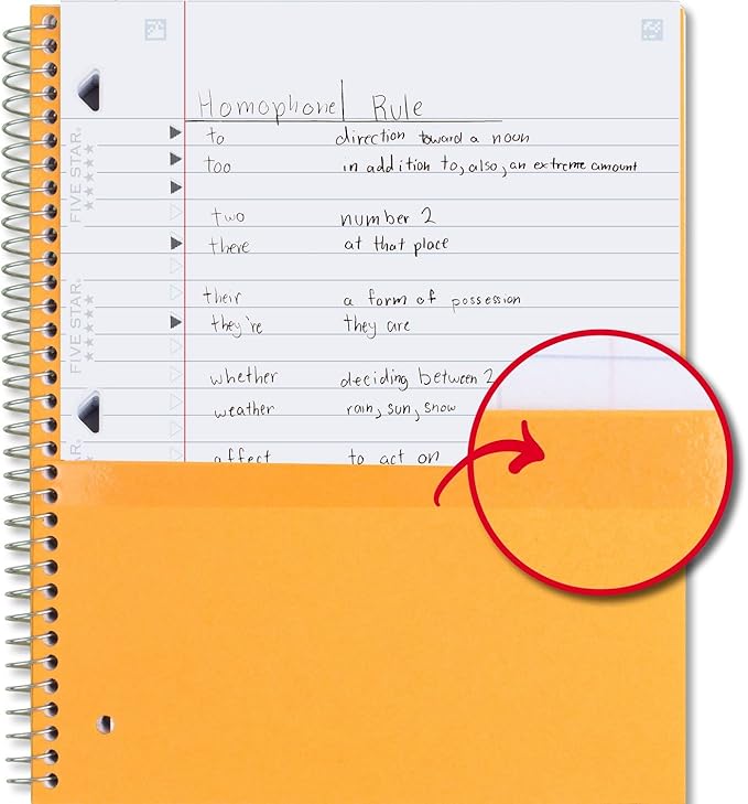 Five Star Spiral Notebook + Study App, 3 Subject, Wide Ruled Paper, 8" x 10-1/2", 150 Sheets, Black (73094)
