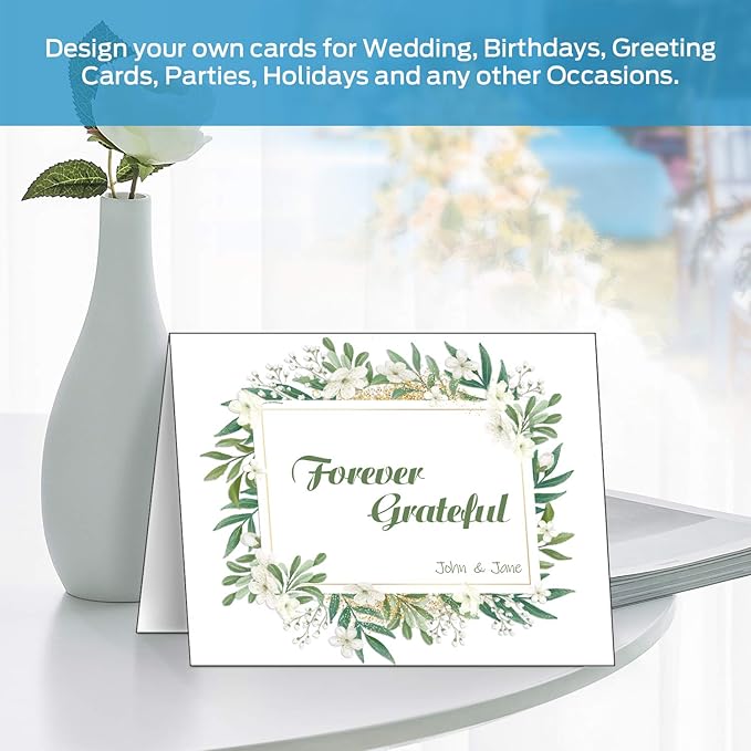 Blank White Cards and Envelopes 100 Pack, Ohuhu 5 x 7 Heavyweight Folded Cards and A7 Envelopes for DIY Christmas Greeting Cards, Wedding, Birthday, Invitations, Thank You Cards & All Occasion