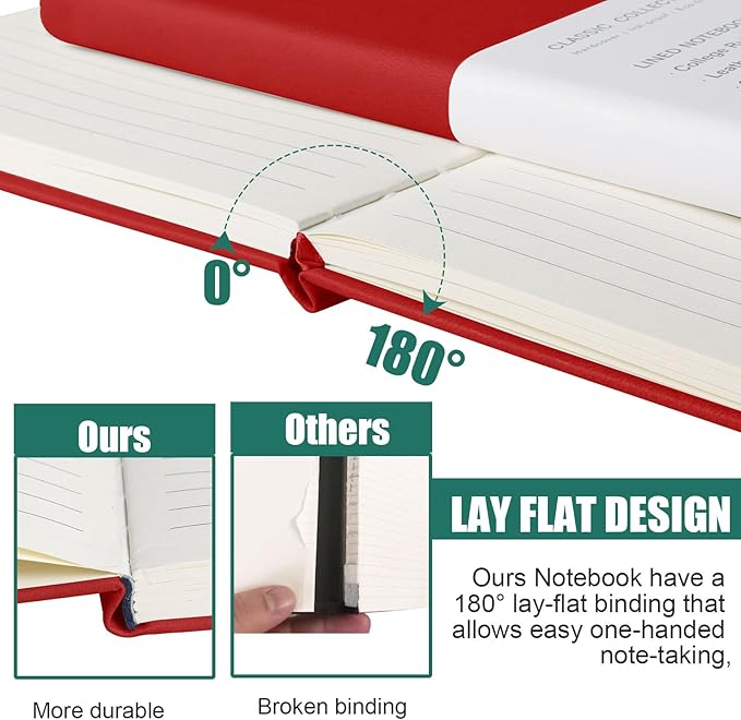 Lined Journal Notebook, (red), 160 Pages, Medium 5.7 inches x 8 inches - 100 gsm Thick Paper, Hardcover
