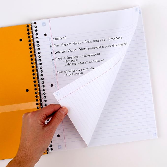Five Star Spiral Notebook + Study App, 3 Subject, College Ruled Paper, Fights Ink Bleed, Water Resistant Cover, 8-1/2" x 11", 150 Sheets, White (72464)