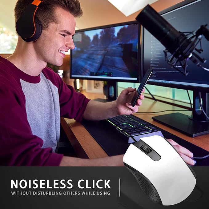 Hoteam 12 Pcs Wired Computer Mouse Bulk Cord USB Computer Mice Ergonomic Wired Mouse for Pcs, Computers, Laptops, Gaming Office Home Supplies (White)