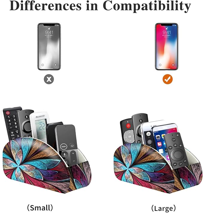 YAPISHI Remote Control Holder, 5 Compartments TV Remote Holder Caddy for Table, Nightstand Organizer for Remotes/Media Controllers/Office Supply, Bedside Decorations for Living Room, PU Leather