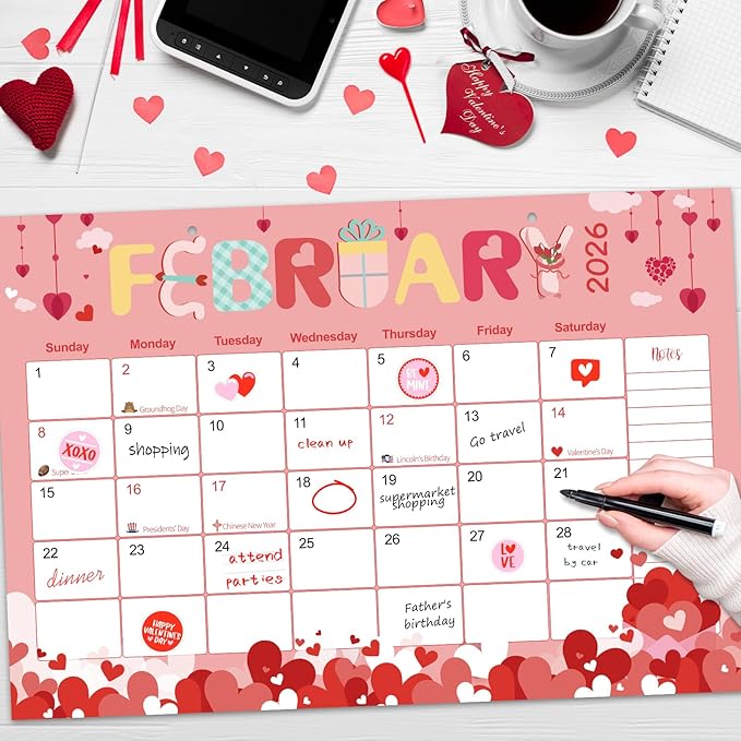 GuassLee Desk Calendar 2025, Monthly Calendar 2025, 18-Month School Year Calendar, 2025 Jan - 2026 Jun, 17"x11.5" Large Desk Planner with Corner Protectors, Ample Blocks & Notes for Home Office
