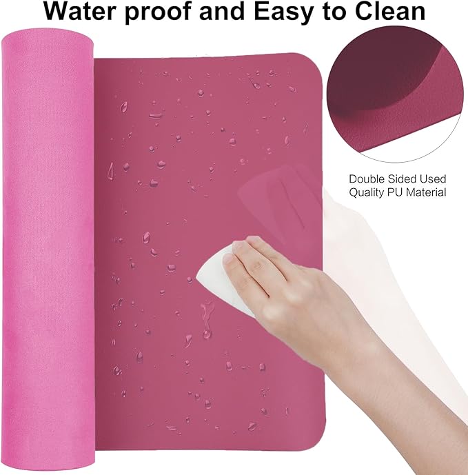 Boutilon Leather Desk Pad 47"x 24" Non-Slip Mouse Pad,Business Desk Pad,Extended Table Protector for Keyboard and Mouse,Desk Writing Pad for Office Home Working Decor (XXXL-Rose Pink)