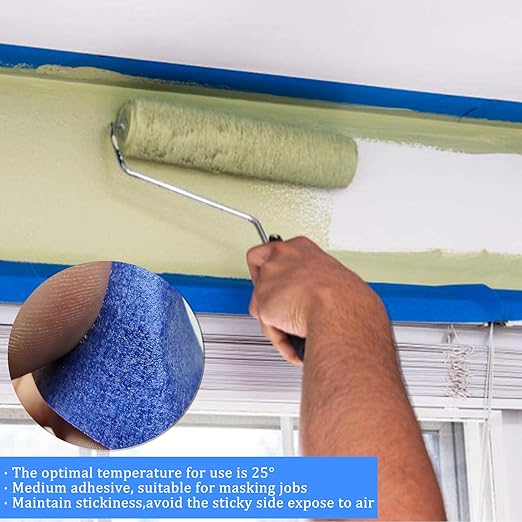 Blue Tape, Painters Tape, Masking Tape, 0.94 Inch x 60.1 Yards, 6 Rolls, Washi Paper, No Residue Painting Tape for Multi-Purpose, Kids Arts and Crafts, Scrapbooking Supplies, DIY Projects, Labeling