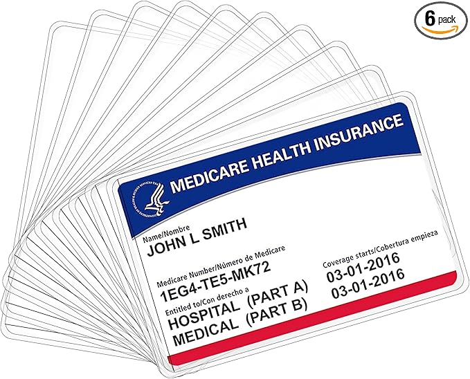 6 Pack New Medicare Card Holder Protector Sleeves,12Mil Clear PVC Waterproof Medical/Credit Card, Business/Social Security Card Protector