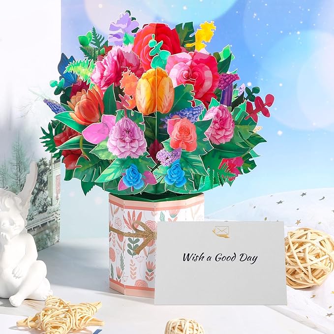 Get Well Soon Card for Friends, Popup Greeting Cards Thinking of you Gift Care Gift Card for Women Thanksgiving, Thank You, Bday Gift, All Occasions Card 8.5" x 8"