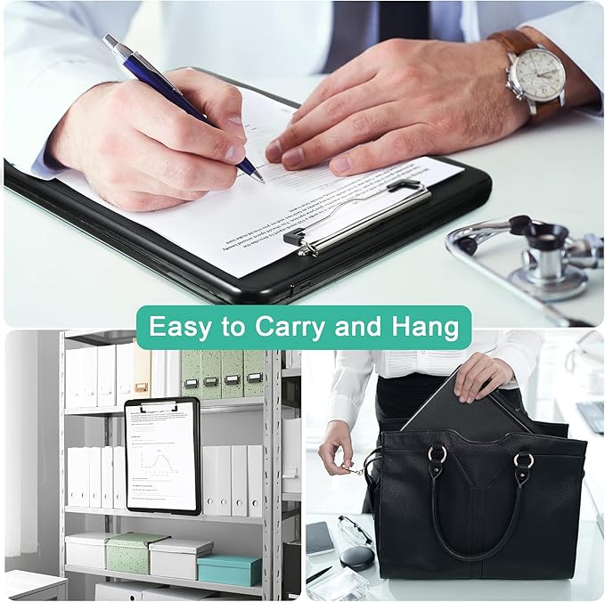 Geyee 16 Pcs Clipboards with Storage Letter Size Foldable Nursing Clipboard Storage with Pen Holder Plastic Storage Clip Board with Low Profile Clip for Student Teacher Nurse Office 9.4 x 13.4 Inch