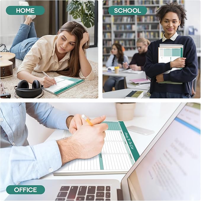 Weekly To Do List Notepad with 52 Tear Off Sheets(8.5"×11")- Undated Weekly Desk Planner for Women & Man,Work and Home-Greenery Sway