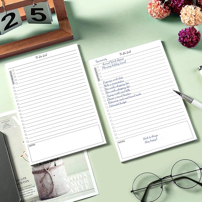 TO DO List Notepad, Note Pads 2 Pack, 8.3β X 5.7β52 Sheets TO DO List Notebook, Do List Notepad with checklist, Top priority, Note, Regular To Do Section for Planner & Organizer, Notepads for Work