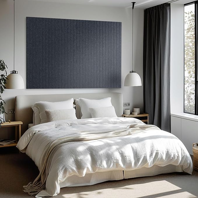 Large Cork Board for Office Black Felt Board Alternative - Slat Wall Paneling, Felt bulletin board tiles for office wall decor, Push pin board Wall organizer for office-12-Pack (Charcoal Gray)