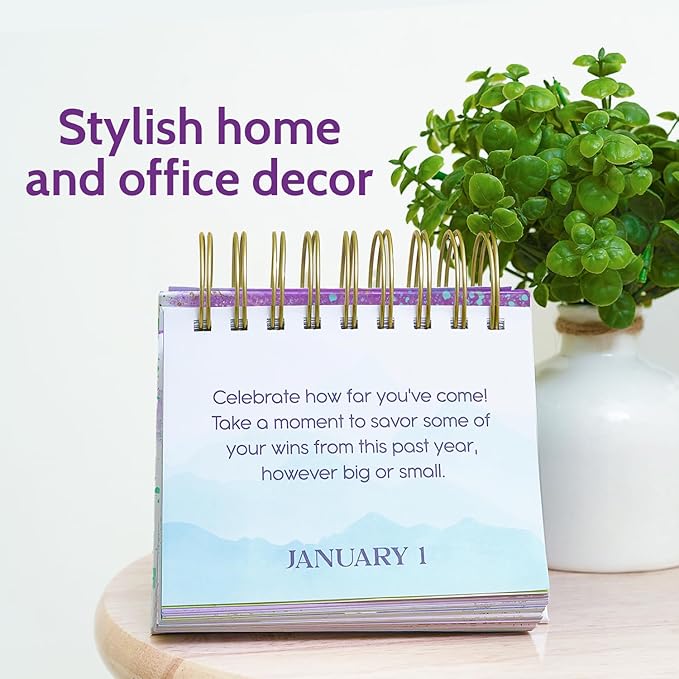Reach Your Goals Daily Desk Calendar - Motivational Gift and Positive Affirmations for Women - Perpetual Calendar, Cute Office Decor, Gratitude and Self Care Gifts for Women, Inspirational Desk Accessories