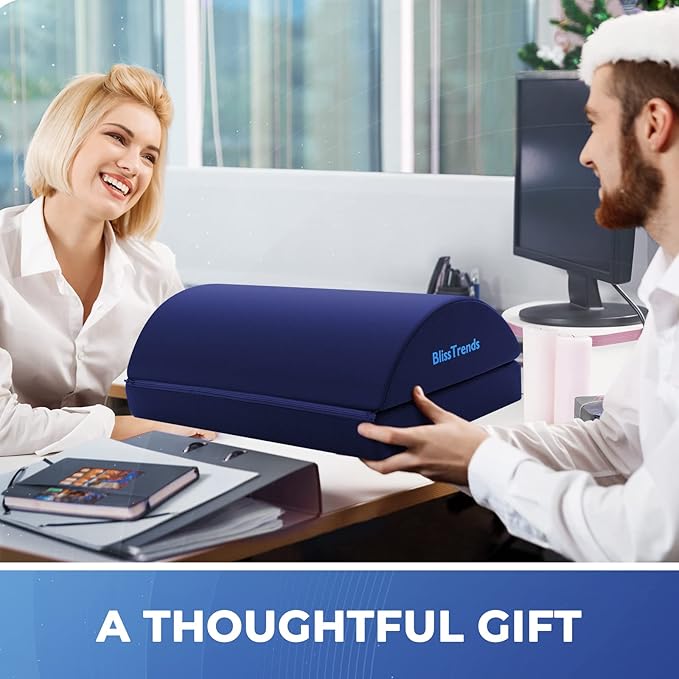BlissTrends Foot Rest for Under Desk at Work - Versatile Foot Stool with Washable Cover - Comfortable Footrest with 2 Adjustable Heights for Car, Home and Office to Relieve Back,Lumbar,Knee Pain-Blue