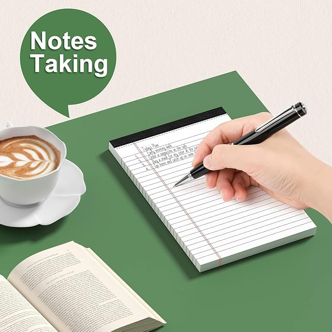 8 Pack Legal Note Pads 5 x 8 Inch Small Writing Pads College Ruled Notepad, White Legal Pads for Work or School, 30 Sheets/Pad, Perforated Recycled Note Paper for Note-Taking, Grocery List