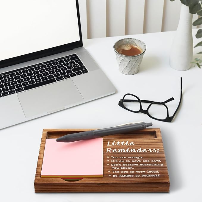 akeke Mental Health Gifts for Women, Little Reminders Office Sticky Note Holder, Positivity Recovery Self Care Encourage Gifts Desk Self-Stick Note Pad Holders GSH20