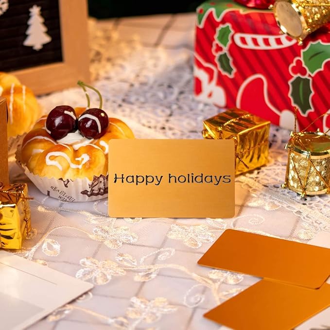 Thick Gold Aluminum Metal Business Cards Anodized Aluminum 86 X 54 X 0.8mm 15 pcs Include Protector Sleeves(Frosted)