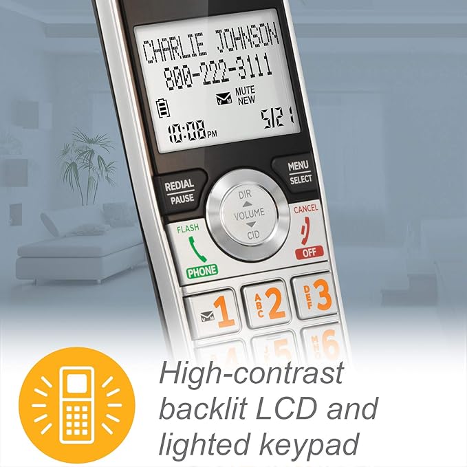 AT&T CL82507 DECT 6.0 5-Handset Cordless Phone for Home with Answering Machine, Call Blocking, Caller ID Announcer, Intercom and Long Range, Silver (CL82507)