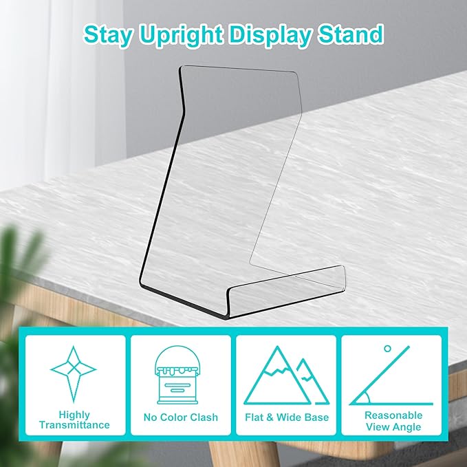 Boloyo Acylic Upright Display Stand, 6PC 6 Inch Clear Display Holder Easel Base Picture Frame for Home Office School Store to Display Book, Vinyl Record, Album, LP Cover, Artworks, CDs