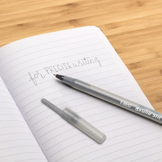 BIC Round Stic Xtra Precision Ball Point Pen, Black, 12 Pack- Pack of 2