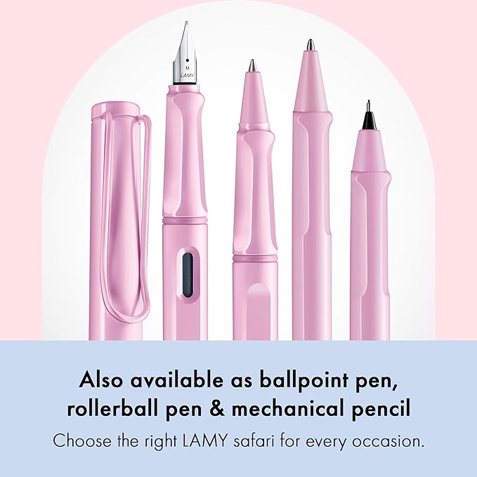LAMY safari lightrose - Fountain Pen with ergonomic grip & polished steel nib in size EF - ideal for any Writing & Calligraphy - including LAMY T 10 blue cartridge - Right-Handed