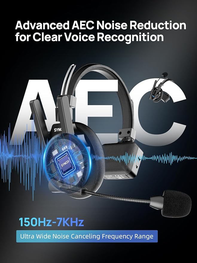 SYNCO XTALK XPRO Wireless Intercom Headset, 2.4GHz Full Duplex Wireless Communication Headset 500m/1640ft with Noise Reduction, Xtalk-Xpro1-Wireless-Headset-Intercom(Single)