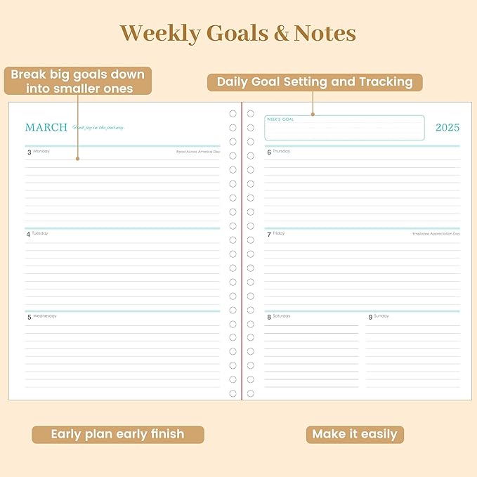 Yoment 2025 Planner Weekly and Monthly 8.5"x11" Hardcover 2025 Planner Dec 2024-Dec 2025 with 13 Month Tabs,Spiral Bound 2025 Calendar Monthly Planner for Women with Stickers Yearly Agenda,Black