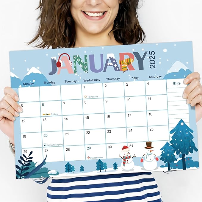 GuassLee Desk Calendar 2025, Monthly Calendar 2025, 18-Month School Year Calendar, 2025 Jan - 2026 Jun, 17"x11.5" Large Desk Planner with Corner Protectors, Ample Blocks & Notes for Home Office