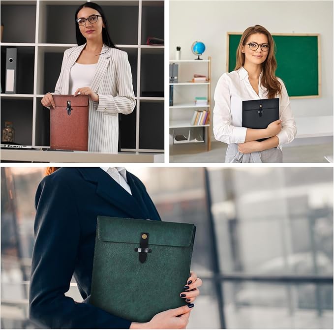 Black Leather File Folder Letter Size, File Organizer, Important Document Folder, Document Organizer, Laptop Sleeve Notebook Case, Leather Folder Paper Storage, A4 Envelopes Filing Folder 3PCS