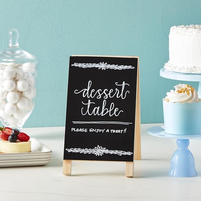 2 Pack Mini Chalkboard Easel Signs for Tabletop Decorations, Restaurant Food Display, Message Boards, Small Business, Wedding, Catering Events, Coffee Shop (4.5x7.5 in)