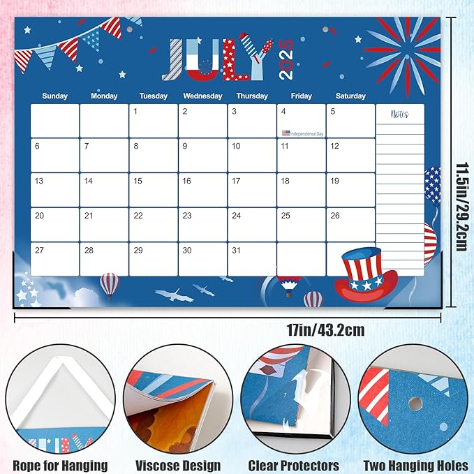 GuassLee Desk Calendar 2025, Monthly Calendar 2025, 18-Month School Year Calendar, 2025 Jan - 2026 Jun, 17"x11.5" Large Desk Planner with Corner Protectors, Ample Blocks & Notes for Home Office