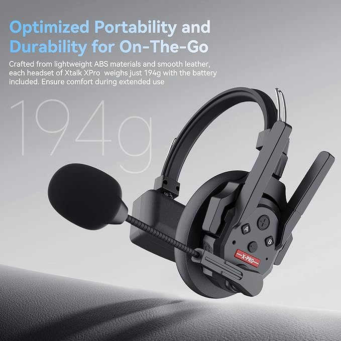 SYNCO XTalk XPro Wireless Intercom Headset with Antenna Enhanced Signal Reception 2.4GHz Full Duplex Random Master Device Design for Team Communication Headset (Xpro1 One User)