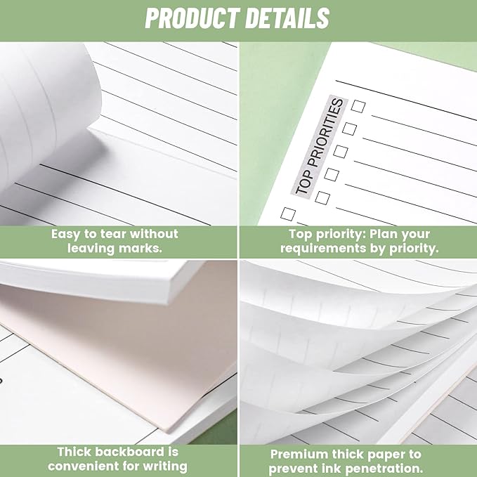 TO DO List Notepad, Note Pads 2 Pack, 8.3β X 5.7β52 Sheets TO DO List Notebook, Do List Notepad with checklist, Top priority, Note, Regular To Do Section for Planner & Organizer, Notepads for Work