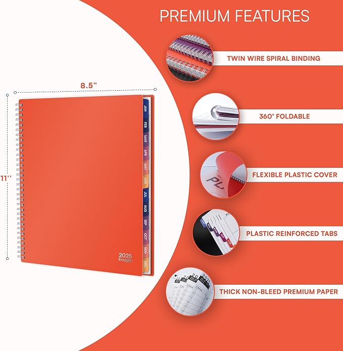 2025 Appointment Book & Planner- Ensight 8.5 x 11 inches, Large Tabbed Daily Hourly Weekly Planner, Calendar & Schedule Book 15-Minute time Slots, Business & Personal Planner Jan 2025- Dec 2025- Peach