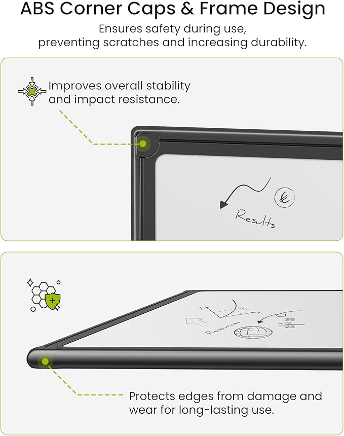 VUSIGN Magnetic White Board Dry Erase 24" x 18" with 1 Dry-Erase Eraser, 2 Multicolor Marker, 4 Magnetic Pins, Black Reinforced Aluminum Frame for Office, Home, School