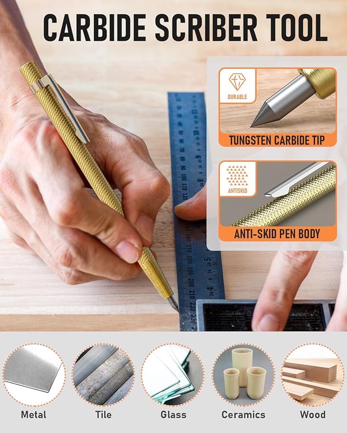 Nicpro 16 Pack Mechanical Carpenter Pencil Set with 42 Refill & Carbide Scribe Tool, Construction Pencils Heavy Duty Woodworking Pencils for Architect