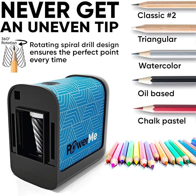 Battery-Operated Electric Pencil Sharpener for Kids, School, Home, Office - For No. 2 Pencils and Colored Pencils