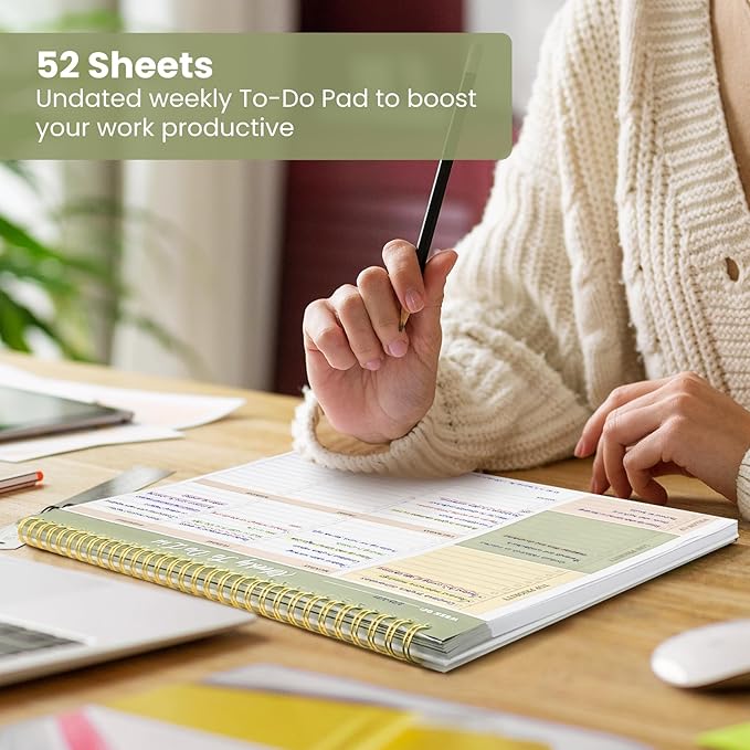 Weekly To Do List Notepad with 52 Undated Sheets(8.5"×11")- Undated Weekly Planner Notepad for Office Desk Accessories and Supplies - Forest Shades